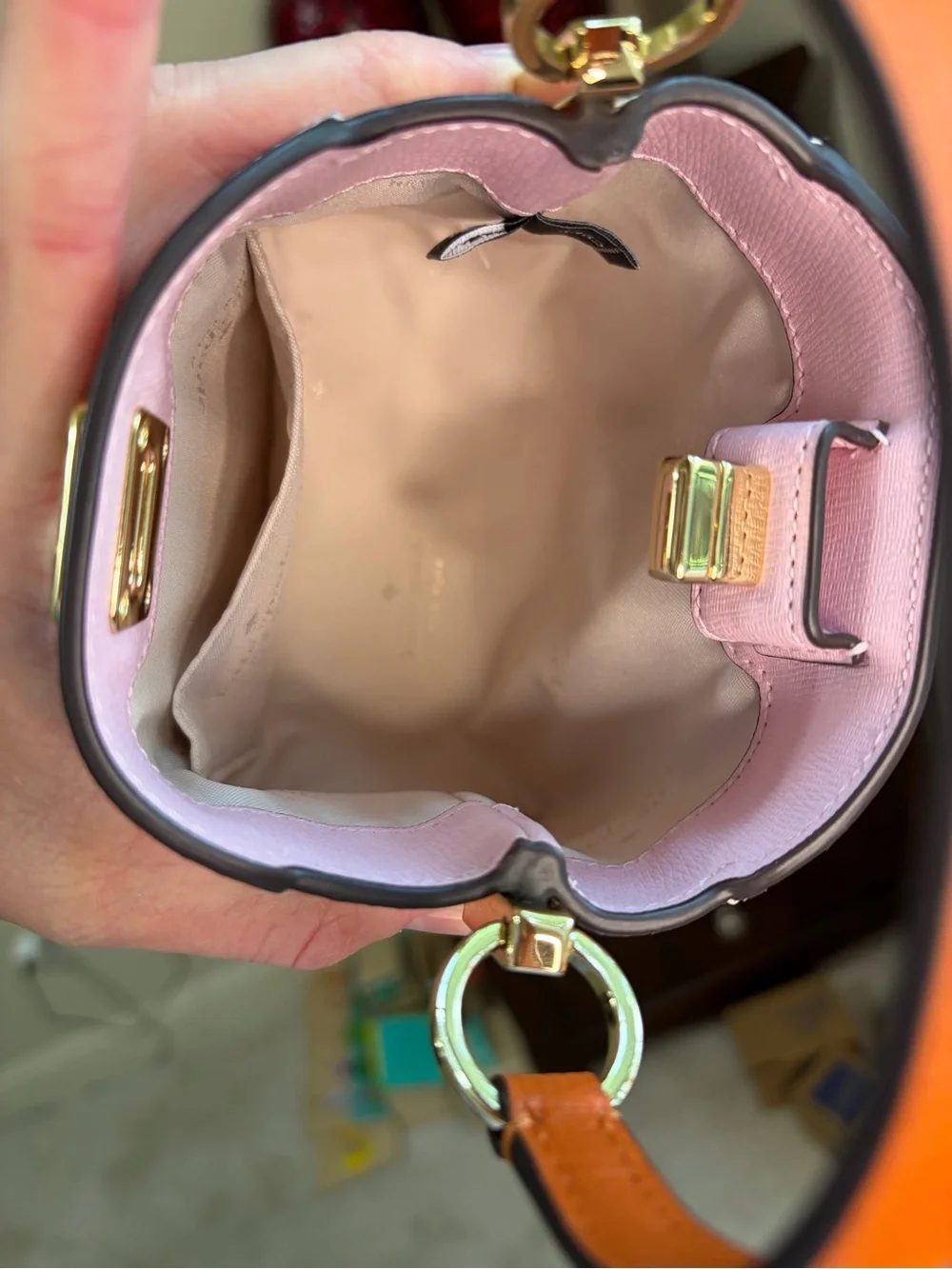 Kate Spade Phoebe Mini Top Handle Crossbody Pink, White and Orange Colorblock - Picture 10 of 16